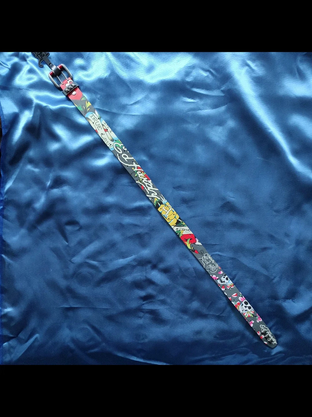 Ed Hardy Tattoo Print Faux Leather Belt With Studs Mens Size 40 NEW